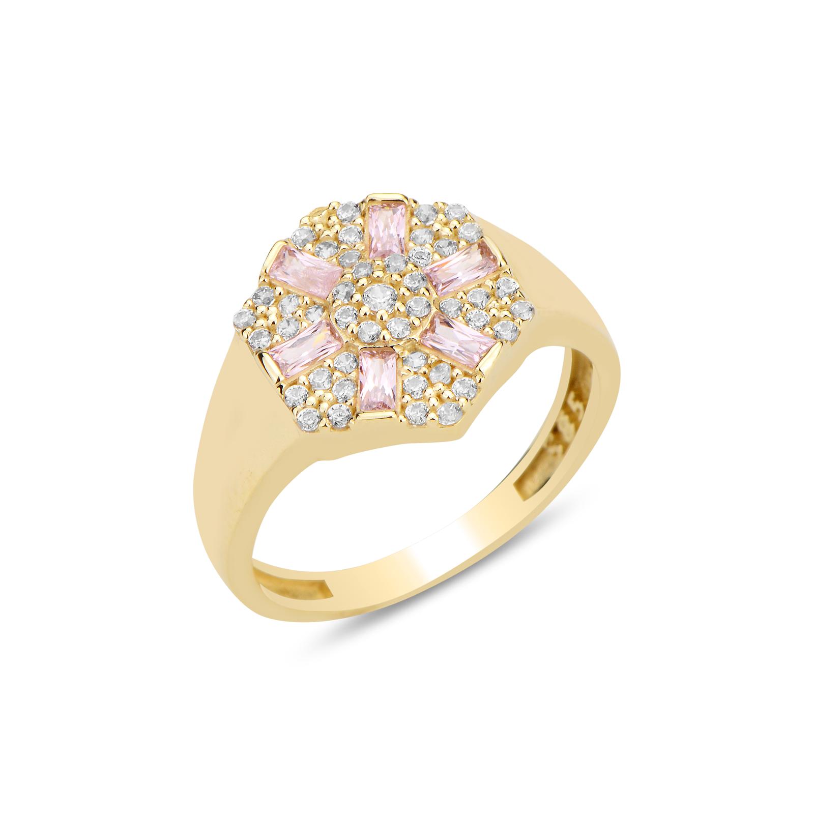 Pembe Taşlı Tasarım Yüzük